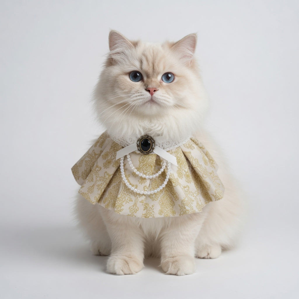 MOMOJI Gwendolen (1-Gilded Vanilla Brocade) | Pet Neckwear