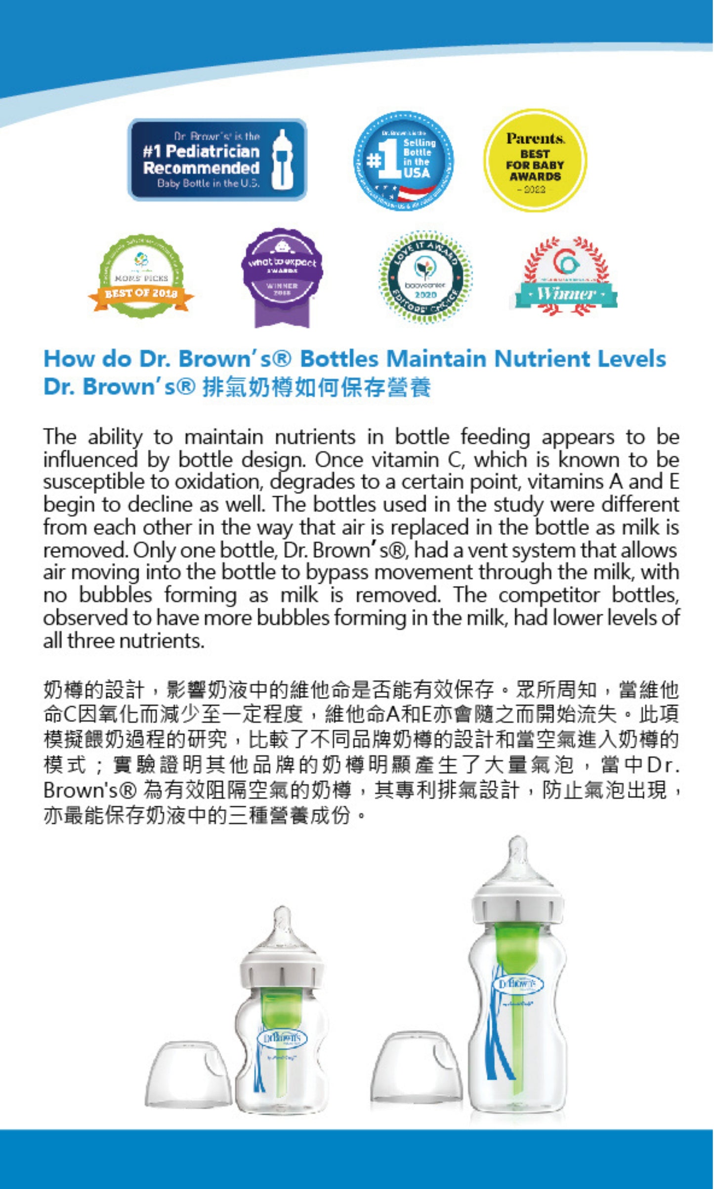 Dr. Brown's Options+ 仿母乳排氣奶樽 - 玻璃 9oz