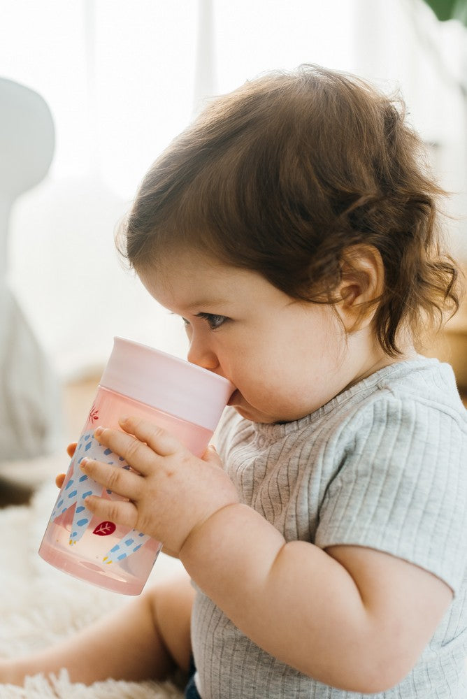 Dr. Brown's Cheers 360 Jungle Fun Cup w/ Lid & Handles 7oz - Pink