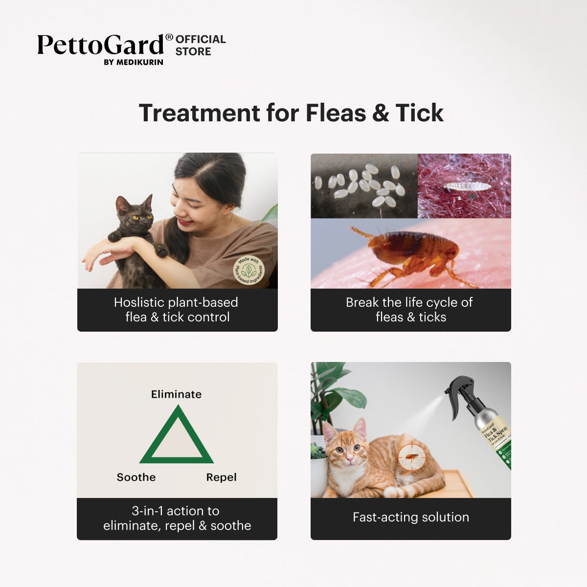 PettoGard 滅蝨及蜱蟲噴霧 (植物配方) 不含 DEET 120ml