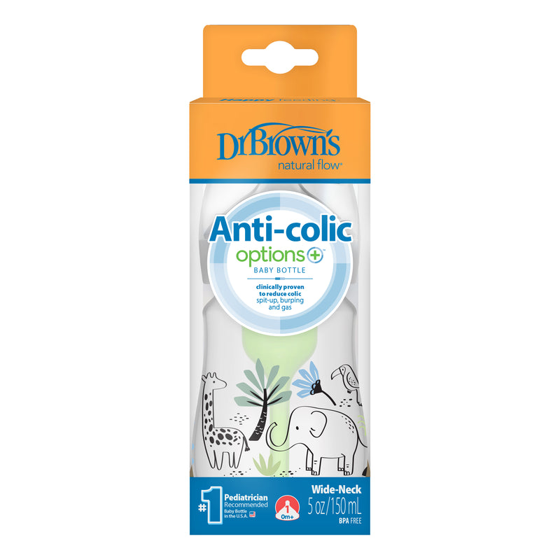 Dr. Brown's Options+ Anti-Colic Bottle w/ Breast-Like Nipple - Jungle Elephant Design - PP 5oz