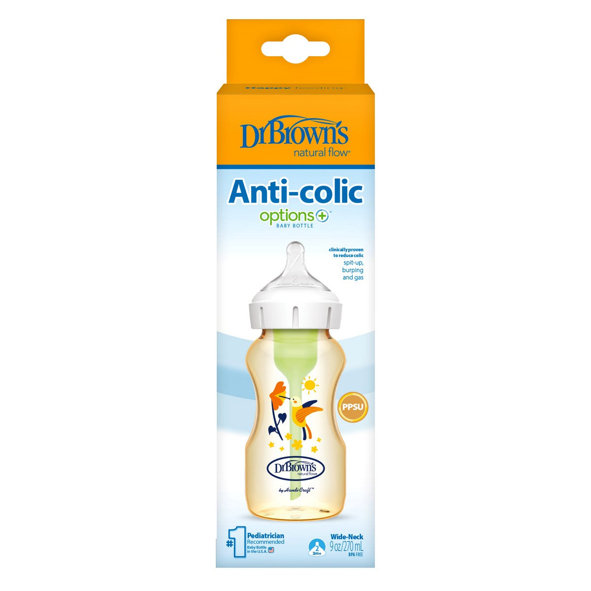 Dr. Brown's Options+ 排氣奶樽 PPSU 蜂鳥 9oz L2咀