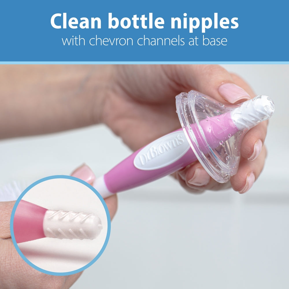 Dr. Brown's 兩用奶樽清潔刷 - 粉紅色