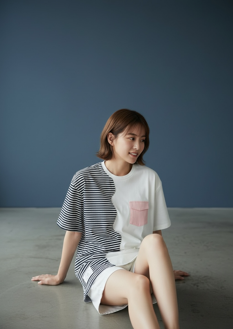 MOMOJI Marseille Tee (1-Breton Stripe Navy) | Hooman (Adult/Kids)