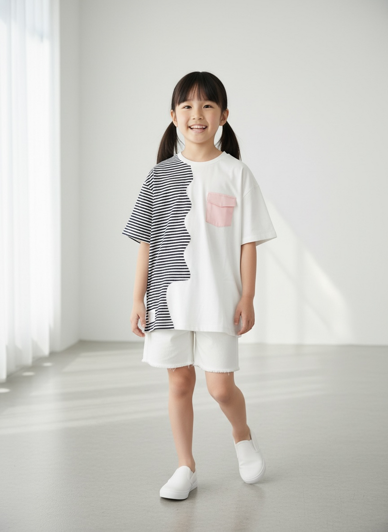 MOMOJI Marseille Tee (1-Breton Stripe Navy) | Hooman (Adult/Kids)