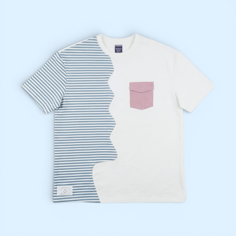 MOMOJI Marseille Tee (2-Breton Stripe Moonstone) | Hooman (Adult/Kids)