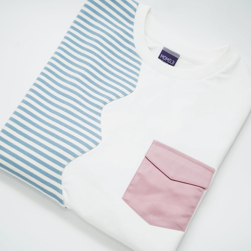 MOMOJI Marseille Tee (2-Breton Stripe Moonstone) | Hooman (Adult/Kids)