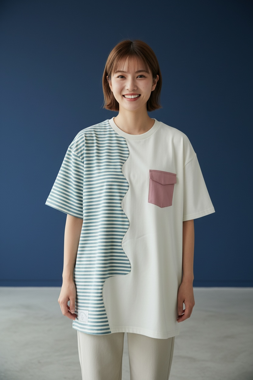 MOMOJI Marseille Tee (2-Breton Stripe Moonstone) | Hooman (Adult/Kids)