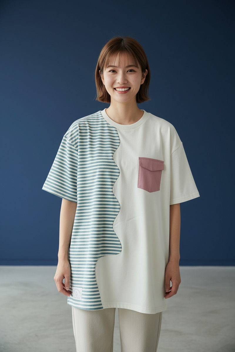 MOMOJI Marseille Tee (2-Breton Stripe Moonstone) | Hooman (Adult/Kids)