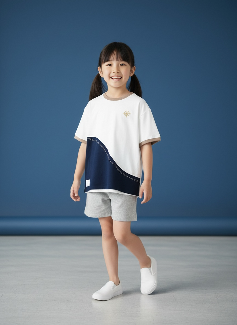 MOMOJI Antibes Tee (2-French Riviera Blue) | Hooman (Adult/Kids)