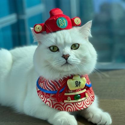 MOMOJI God of Wealth 財神 (Maroon Red) | LNY Hat + Neckwear Set