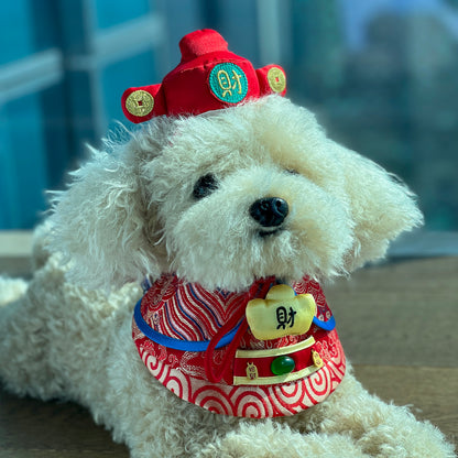 MOMOJI God of Wealth 財神 (Maroon Red) | LNY Hat + Neckwear Set