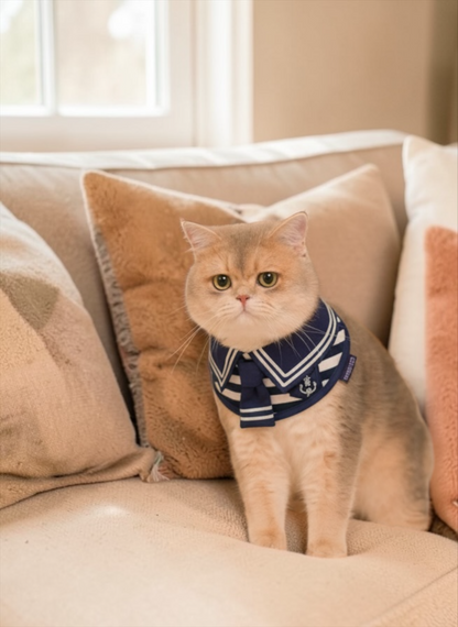 [Pre-order] MOMOJI Santiano (1-Heritage Stripe Navy) | Pet Neckwear