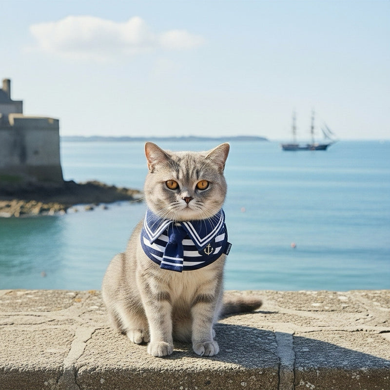 [Pre-order] MOMOJI Santiano (1-Heritage Stripe Navy) | Pet Neckwear