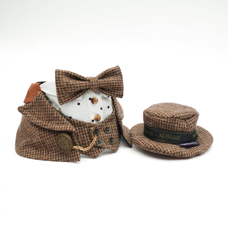 MOMOJI Bond (1-Coffee Houndstooth) | Pet Hat