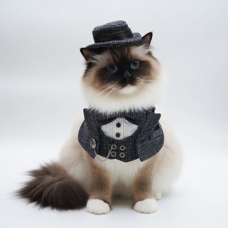 MOMOJI Bond (2-Charcoal Houndstooth) | Pet Hat