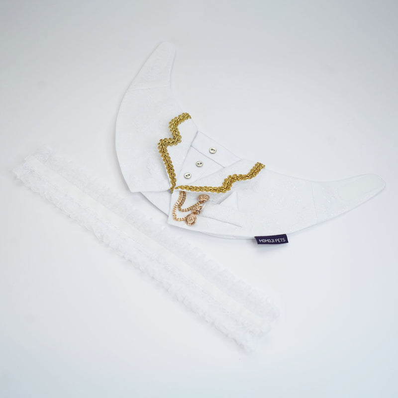 MOMOJI Harrington (2-Bridal Alabaster Silk) | Pet Neckwear