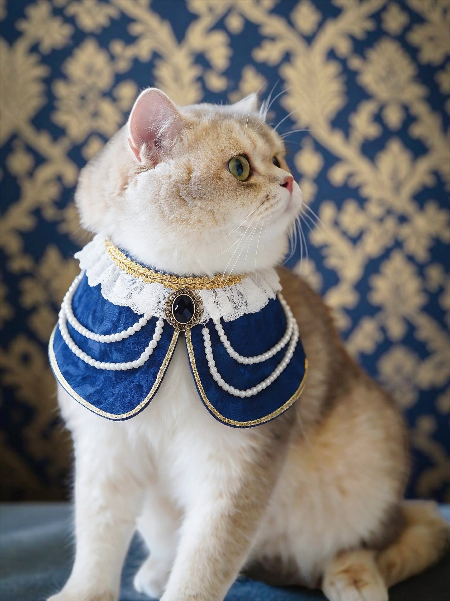MOMOJI Henrietta (2-Imperial Sapphire Velvet) | Pet Neckwear