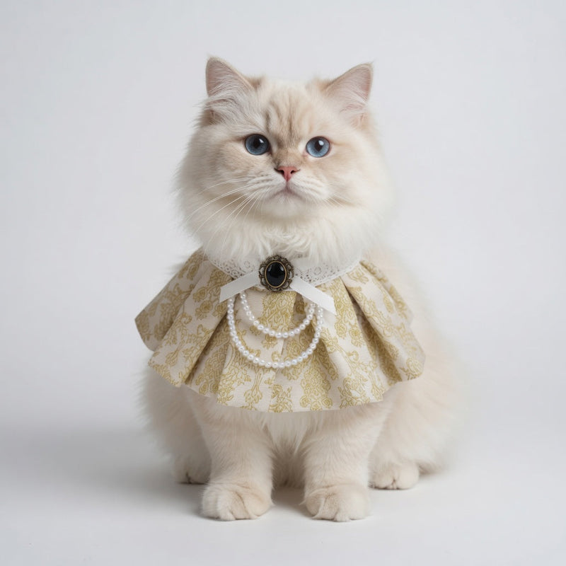 MOMOJI Gwendolen (1-Gilded Vanilla Brocade) | Pet Neckwear