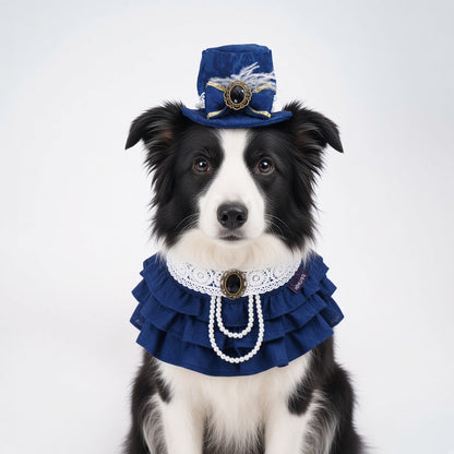 MOMOJI Arabella (2-Imperial Sapphire Brocade) | Pet Hat