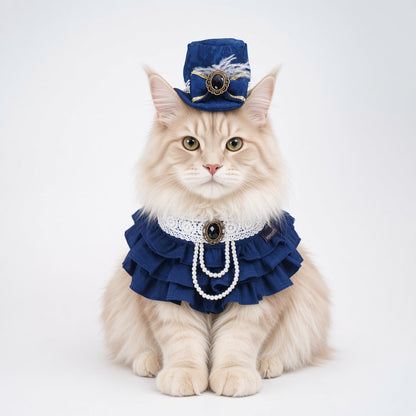 MOMOJI Arabella (2-Imperial Sapphire Brocade) | Pet Hat