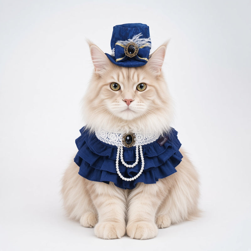 MOMOJI Arabella (2-Imperial Sapphire Brocade) | Pet Hat