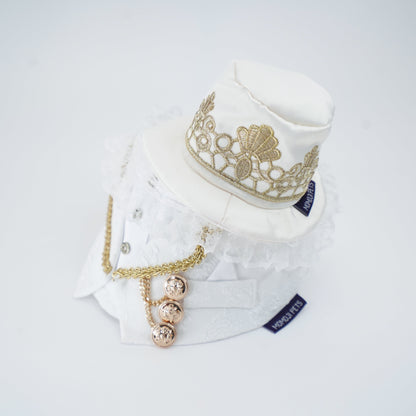 MOMOJI Sovereign (3-Bridal Alabaster Silk) | Pet Hat