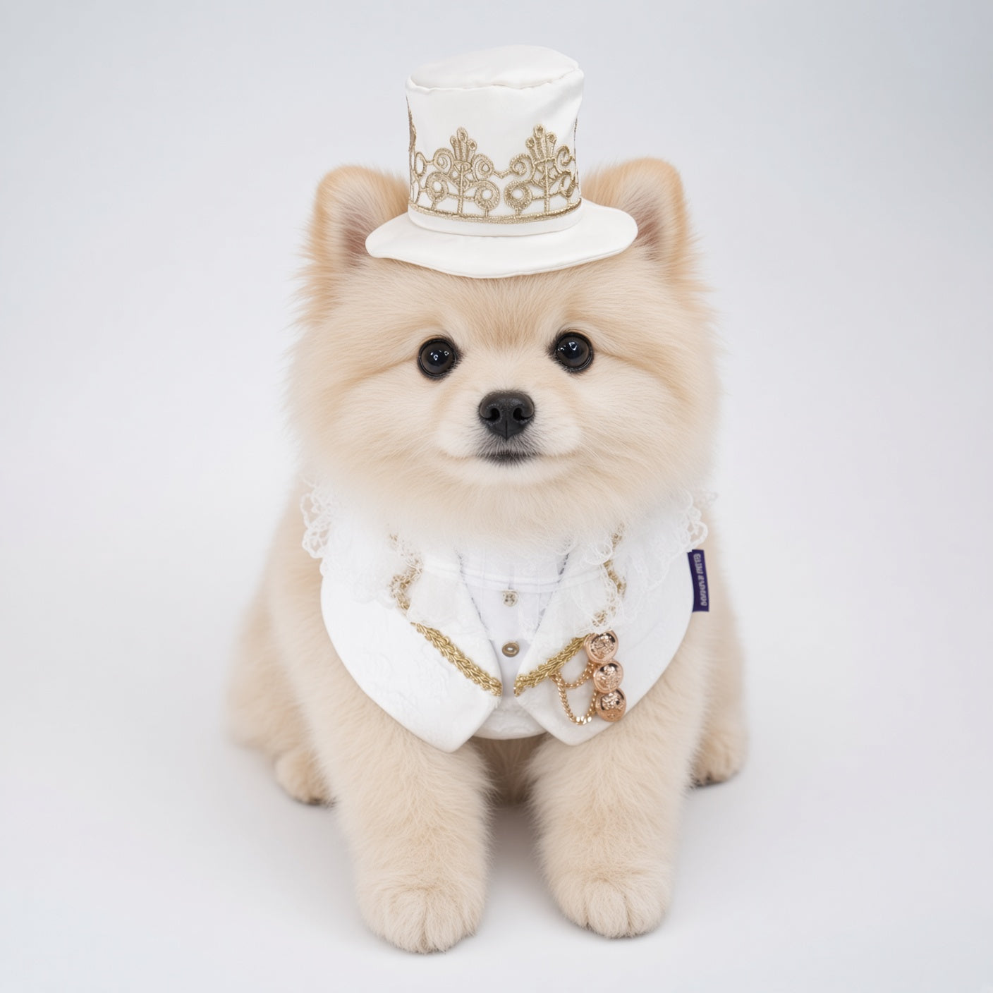 MOMOJI Sovereign (3-Bridal Alabaster Silk) | Pet Hat