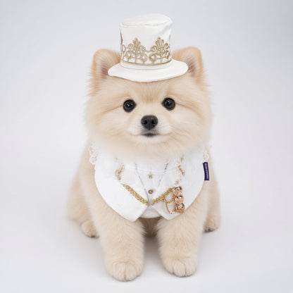 MOMOJI Sovereign (3-Bridal Alabaster Silk) | Pet Hat