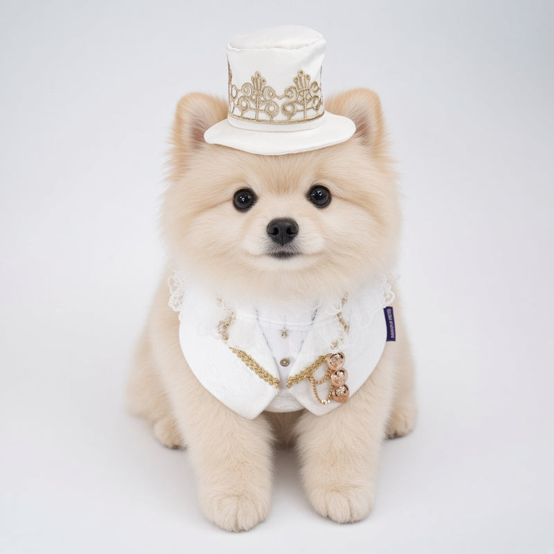 MOMOJI Sovereign (3-Bridal Alabaster Silk) | Pet Hat
