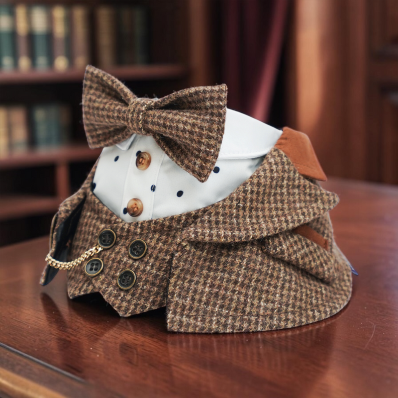MOMOJI Bond (1-Coffee Houndstooth) | Pet Neckwear