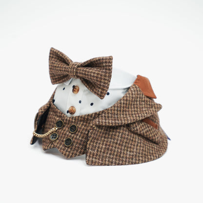 MOMOJI Bond (1-Coffee Houndstooth) | Pet Neckwear