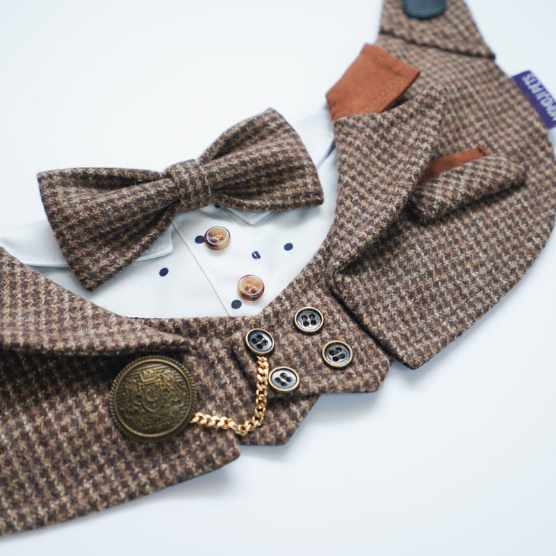 MOMOJI Bond (1-Coffee Houndstooth) | Pet Neckwear