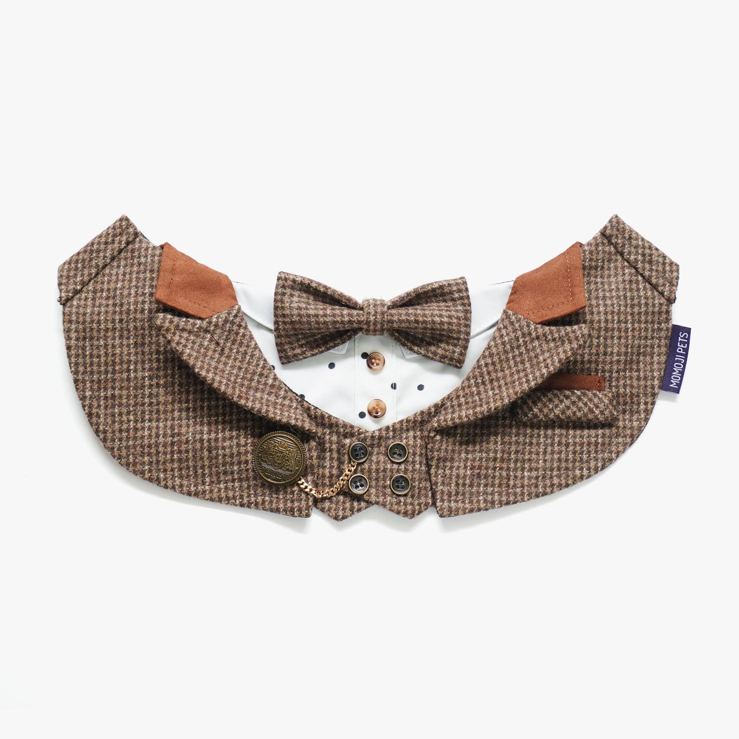 MOMOJI Bond (1-Coffee Houndstooth) | Pet Neckwear