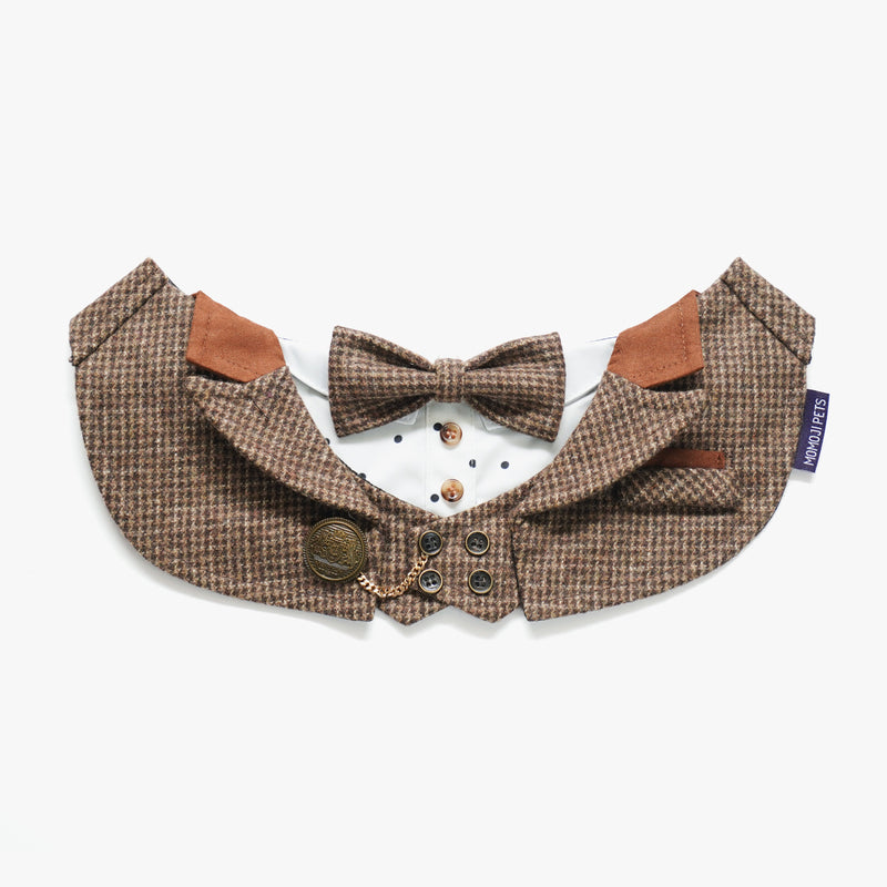 MOMOJI Bond (1-Coffee Houndstooth) | Pet Neckwear