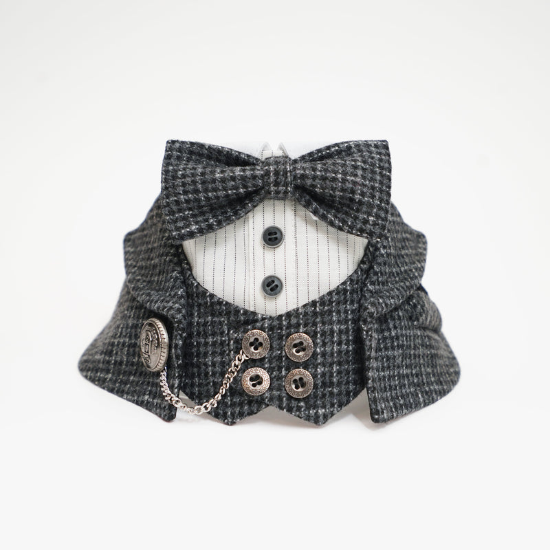 MOMOJI Bond (2-Charcoal Houndstooth) | Pet Neckwear