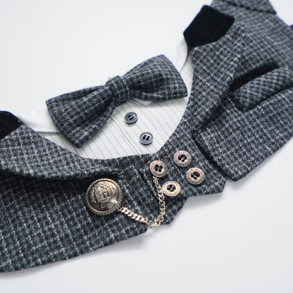 MOMOJI Bond (2-Charcoal Houndstooth) | Pet Neckwear