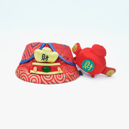 MOMOJI God of Wealth 財神 (Maroon Red) | LNY Hat + Neckwear Set