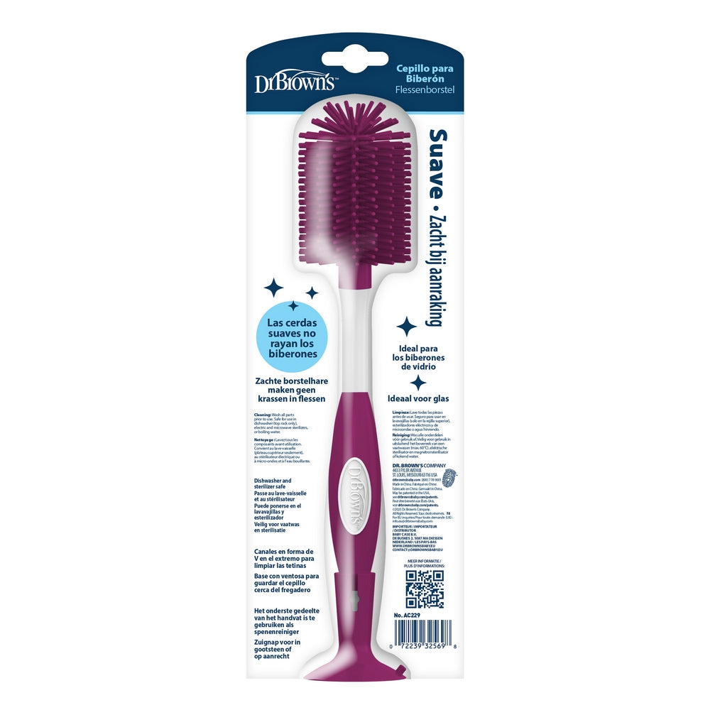 Dr. Brown's 兩用奶樽刷 (耐熱軟膠) - 粉紅 (*新舊顏色隨機發貨)