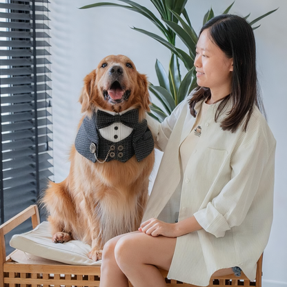 MOMOJI Bond (2-Charcoal Houndstooth) | Pet Neckwear