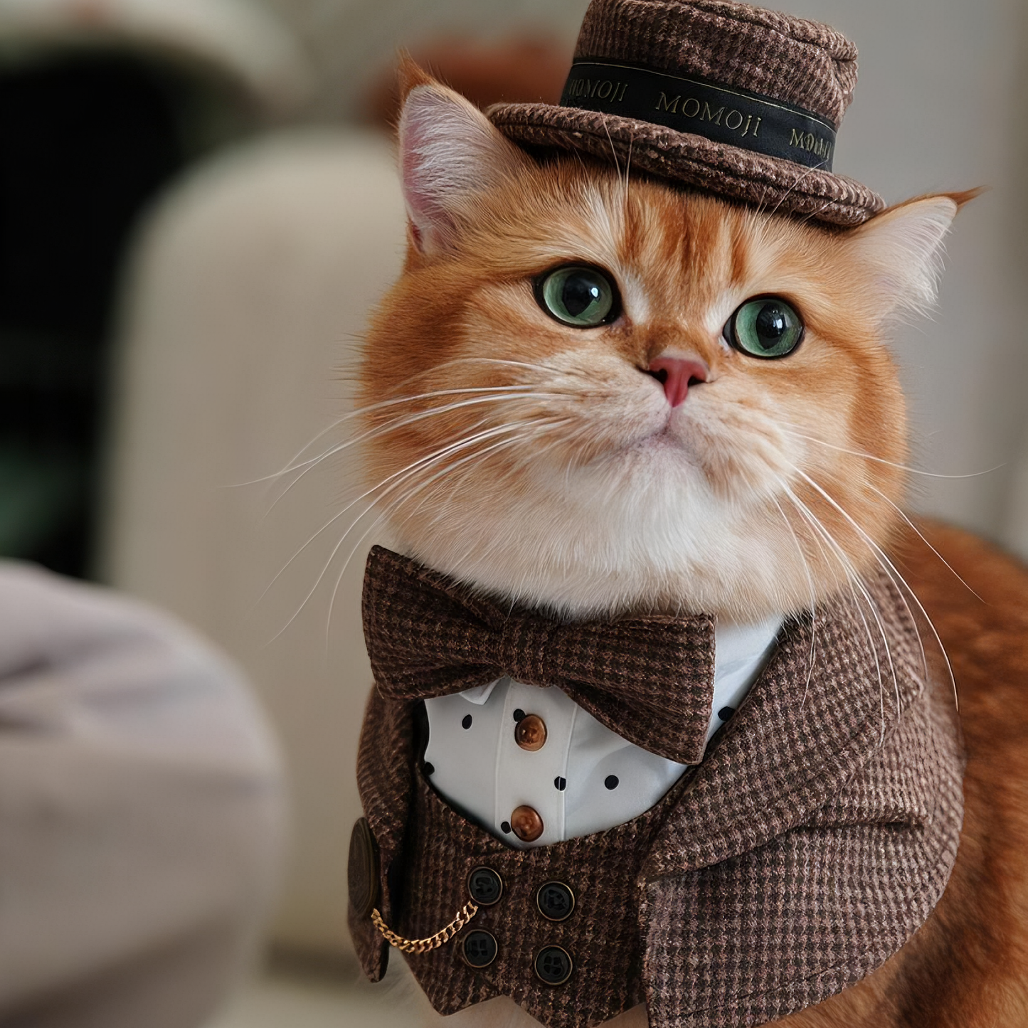 MOMOJI Bond (1-Coffee Houndstooth) | Pet Hat