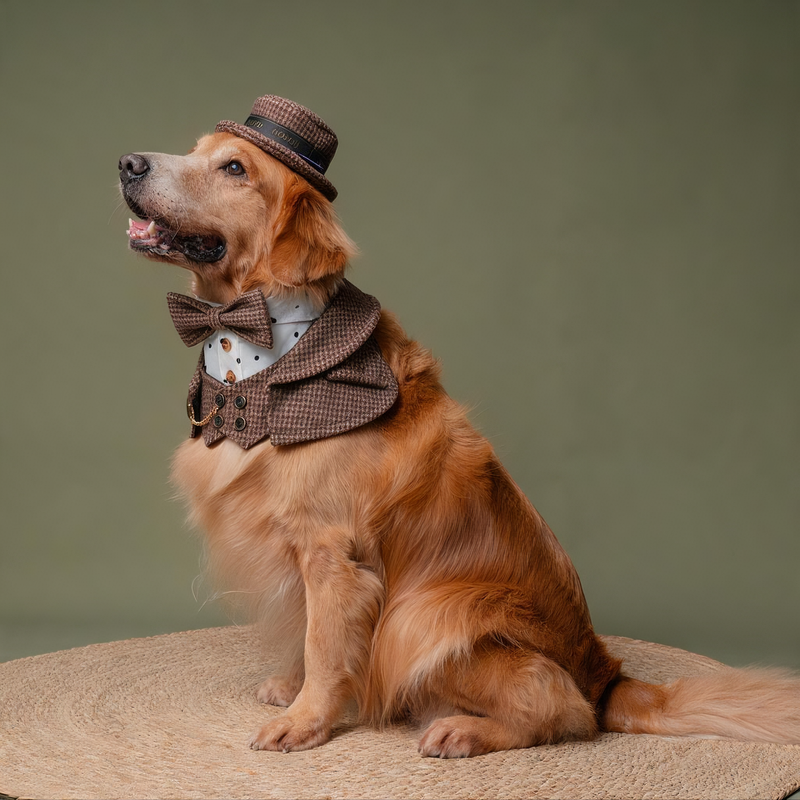 MOMOJI Bond (1-Coffee Houndstooth) | Pet Neckwear