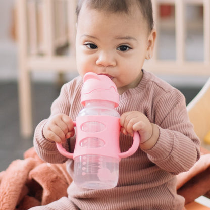 Dr Brown's PP WideNeck Sippy Straw Bottle 9oz w/ Handles - Pink