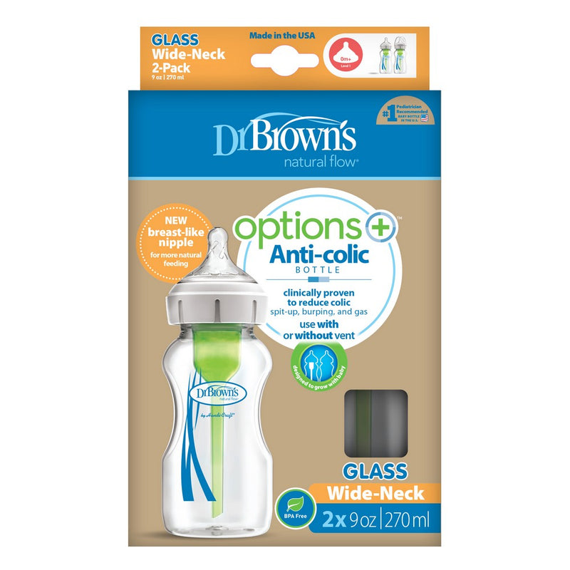 Dr. Brown's Options+ 仿母乳排氣奶樽 - 玻璃 9oz 兩個裝