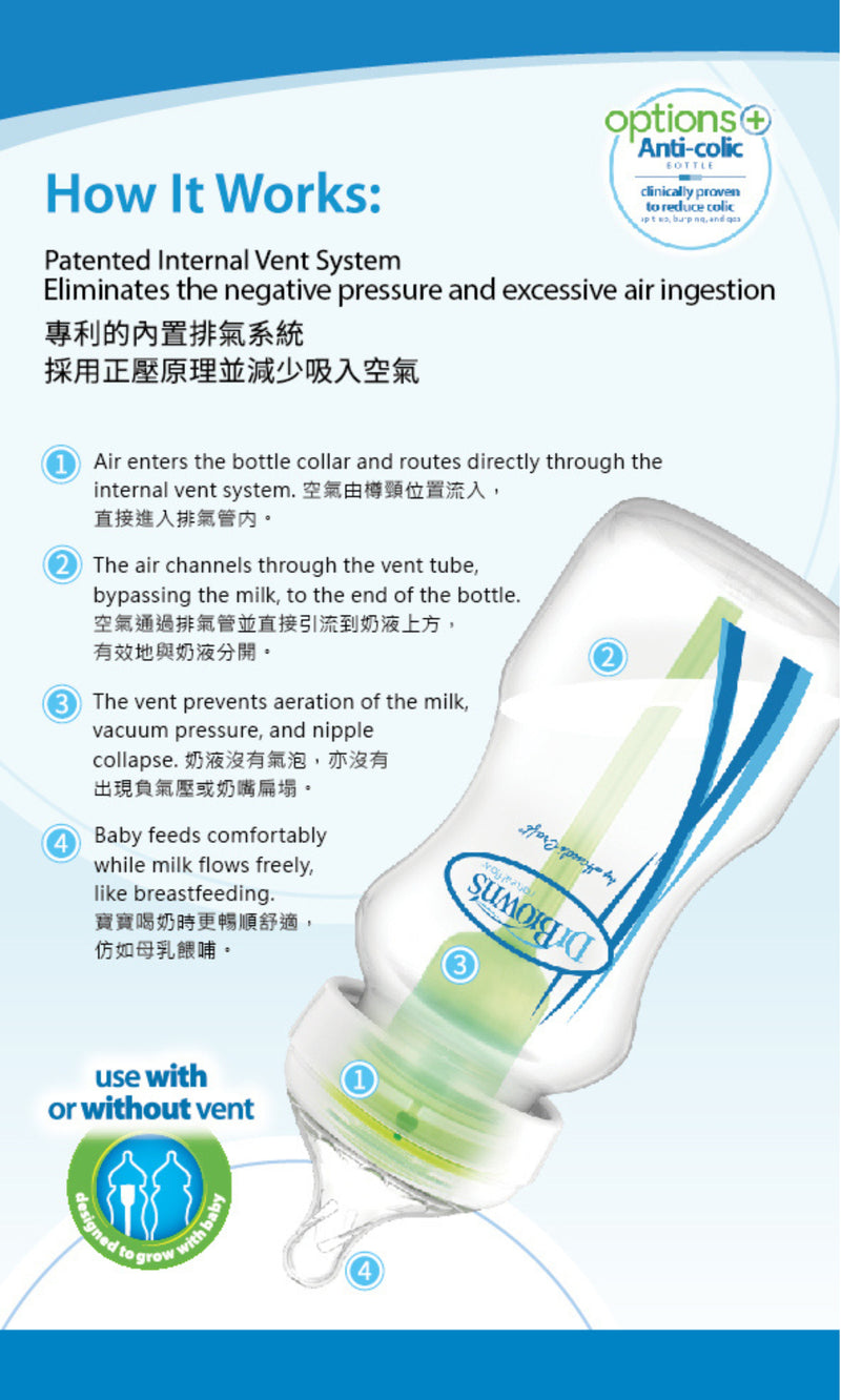 Dr Brown's Options+ 仿母乳排氣奶樽 - 玻璃 9oz 兩個裝