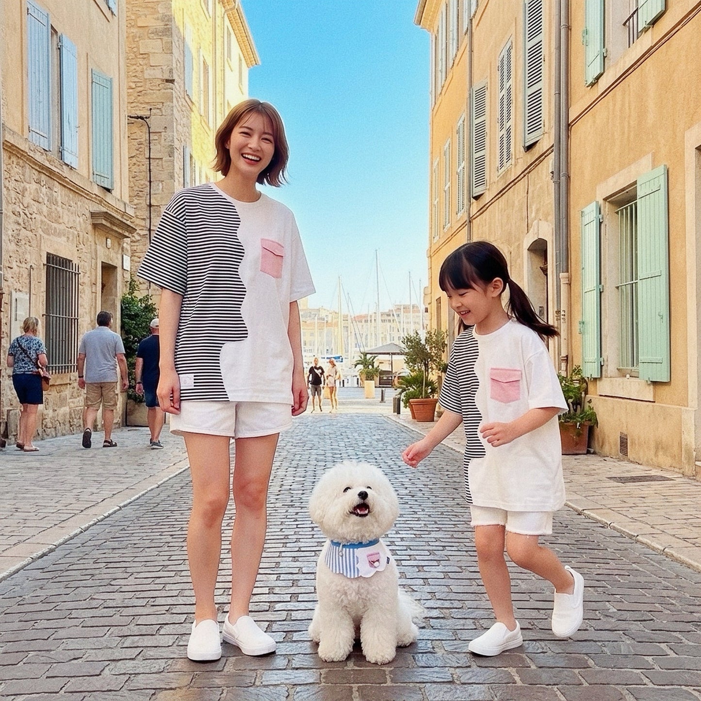 MOMOJI Marseille (2-Breton Stripe Moonstone) | Pet Neckwear