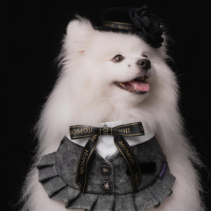 MOMOJI Picadilly (3-Charcoal Black Tweed) | Pet Neckwear