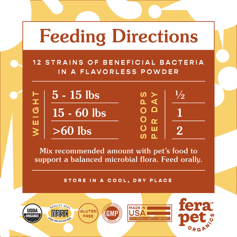 Fera Pets USDA Organic Probiotics with Prebiotics Powder 72g