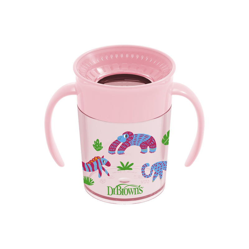 森林樂園 360 度連蓋防漏雙柄杯 10oz - 粉紅