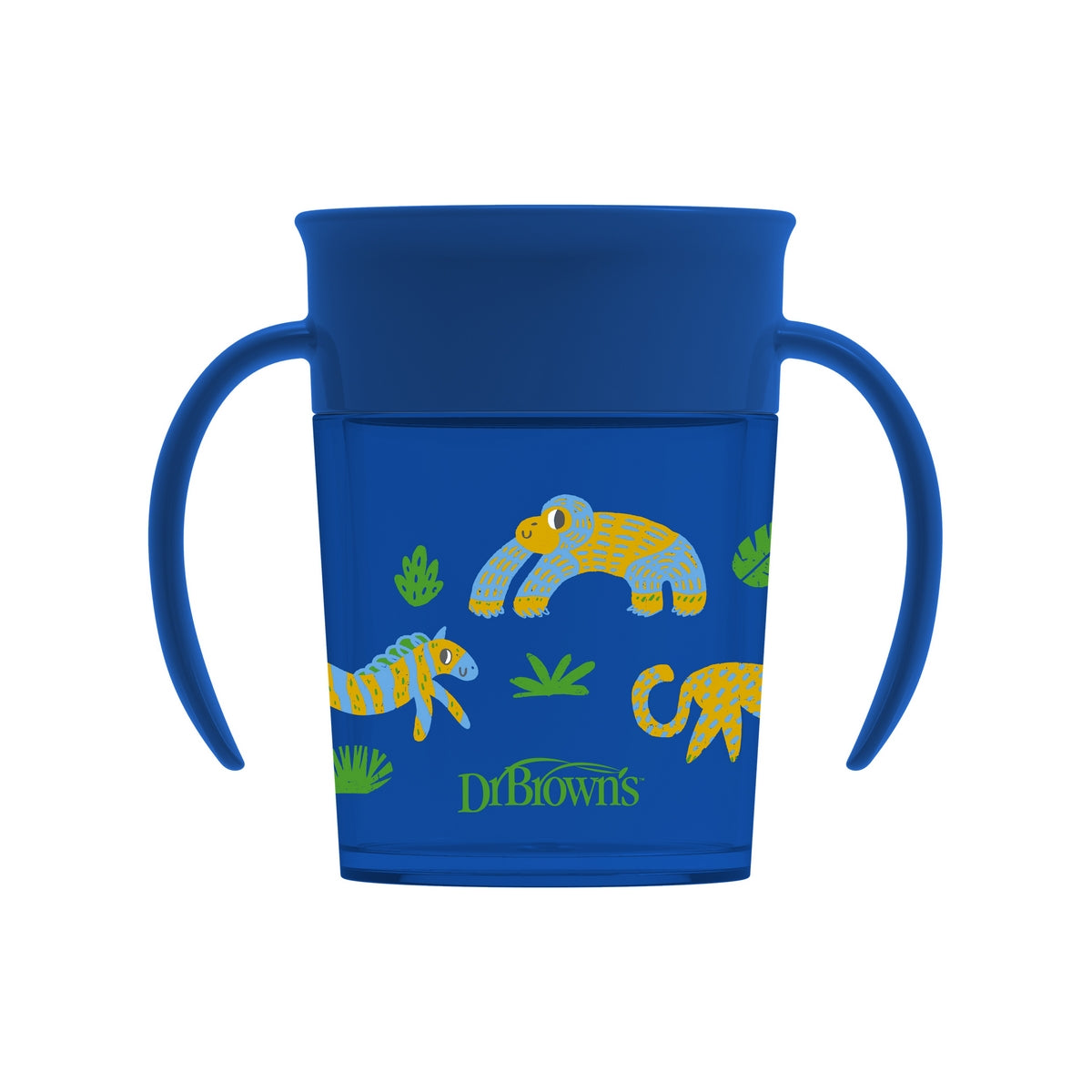 Dr Brown's Cheers 360 Jungle Fun Cup w/ Lid & Handles 7oz - Blue